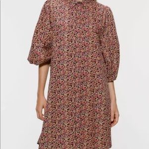 Zara Floral Print Shirt Dress